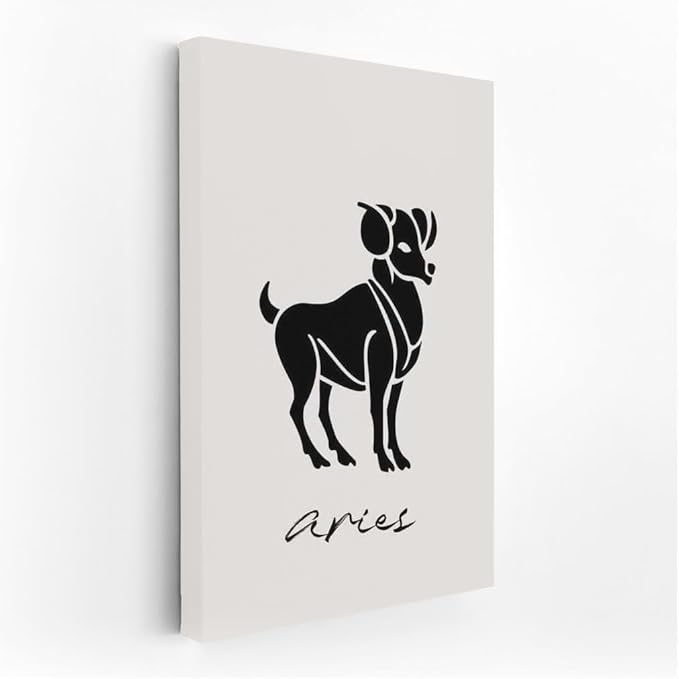Aries Silhouette: Energy and Courage of the Zodiac Sign - Wall Art Print, Painting for Home Decor [Canvas 20x16] - Aries Canvas for men
