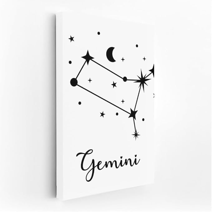 The Riddle of the Gemini Constellation: The Charm of the Zodiac Sign - Wall Art Print, Painting for Home Decor [Canvas 30x20] - Gemini Canvas for men