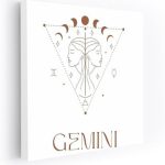 Gemini Harmony: The Riddle of the Zodiac Sign - Wall Art Print, Painting for Home Decor [Canvas 36x24] - Gemini Canvas for men
