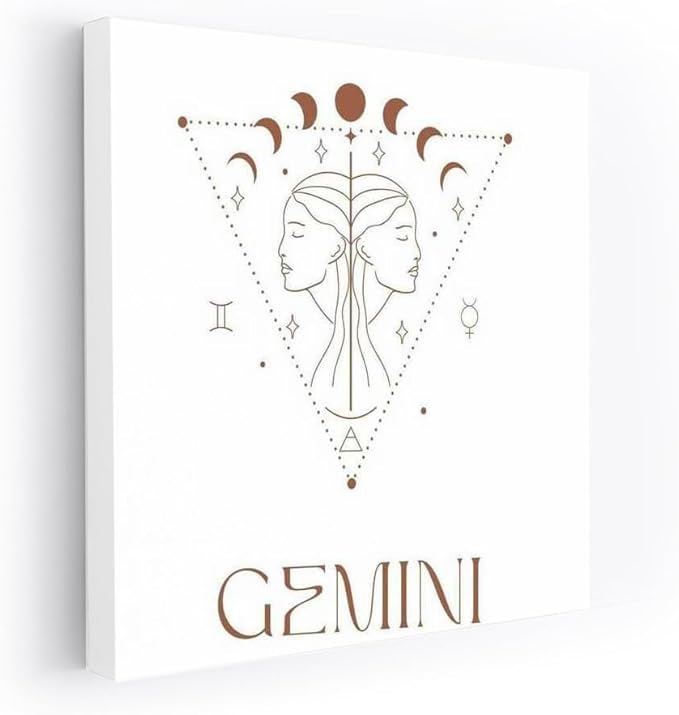Gemini Harmony: The Riddle of the Zodiac Sign - Wall Art Print, Painting for Home Decor [Canvas 36x24] - Gemini Canvas for men
