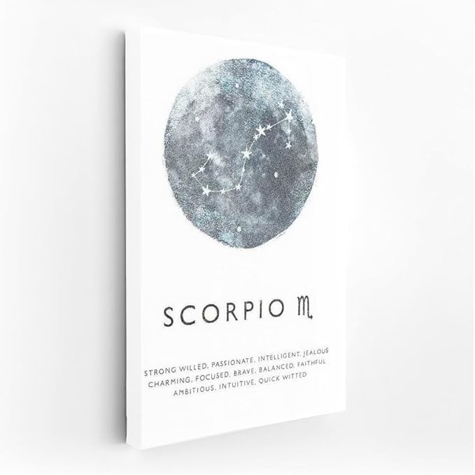 Secrets and Passion of the Zodiac: Scorpio Energy - Wall Art Print, Painting for Home Decor [Canvas 20x16] - Scorpio Canvas for men