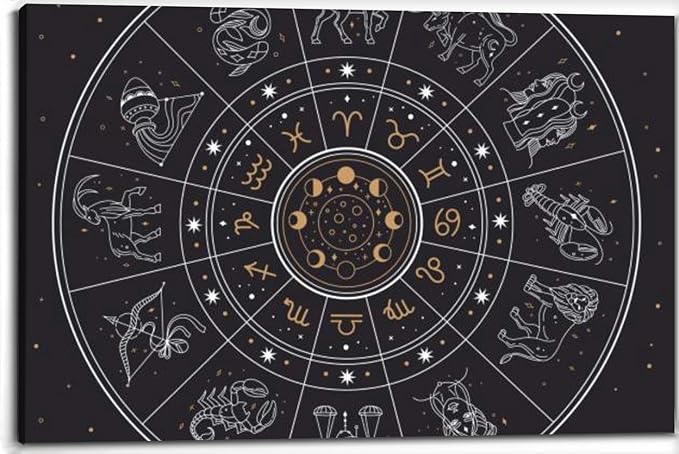 Canvas Wall Art for Living Room Bedroom Horoscope astrology circle zodiac signs and constellations Gemini Big Large Wall Art Decor Framed Painting Wall Pictures Prints Artwork 24x32in - Gemini Canvas for men