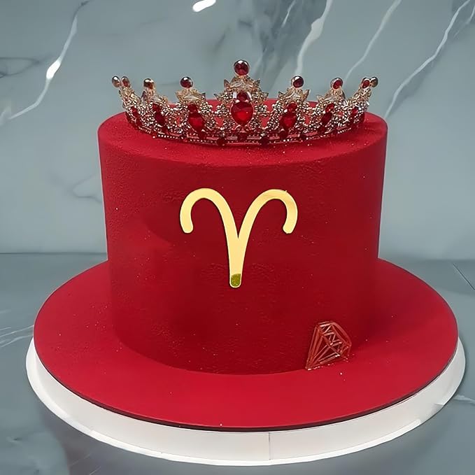 Gold Acrylic Aries Cake Topper, March and April Constellation Birthday Cake Topper, Gold Aries Season Decorations for 12 Constellation Zodiac Themed Party, Horoscope Birthday Decoration - Aries for men