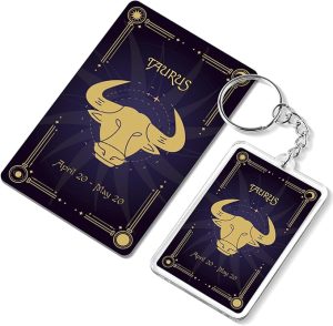 Taurus Zodiac Gift Set, Astrology Horoscope Keychain and Card, Unique Taurus Birthday Gift for Women and Men, April May Zodiac Sign Constellation Accessory, Made in USA (2-Pack) - Taurus Products for men