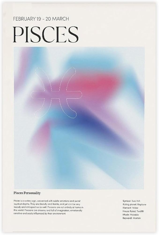 Introduction to Pisces Fortune And Personality, The Twelve_constellations Poster Wall Art Decor Print Picture Paintings for Living Room Bedroom Decoration Unframe 16x24inch - Pisces Canvas for men