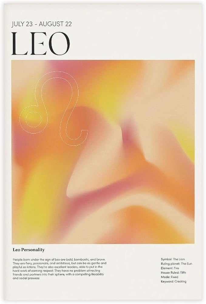 Introduction to Leo's Fortune And Personality, The Twelve_constellations Poster Wall Art Decor Print Picture Paintings for Living Room Bedroom Decoration Unframe 12x18inch - Leo Canvas for men