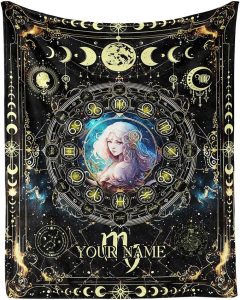 Custom Virgo Zodiac Throw Blanket - Soft Flannel 12 Astrology Blankets for Teens Adults Women Men - Warm Cozy All Season Lap, Chair, Sofa - 70"x50" - Virgo Blanket for men