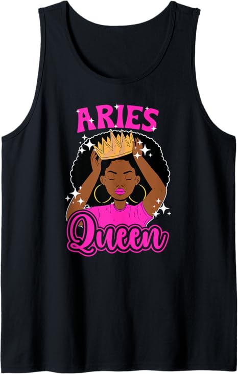 Aries Queen Black Aries Zodiac Sign Aries Astrology Tank Top - Aries T-Shirt for men