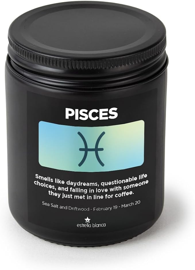 9oz Pisces Gifts February March Birthday Astrology Gifts for Women, Candles for Women Scented Candle for Home, Soy Wax, for Zodiac Birthdate, Zodiac Candles - Pisces Home Decor for men