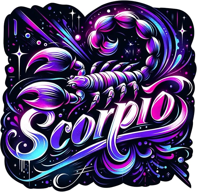 Zodiac Sticker (3 Inch) Zodiac Signs Vibrant Watercolor Black Background Scorpio - Scorpio Sticker for men