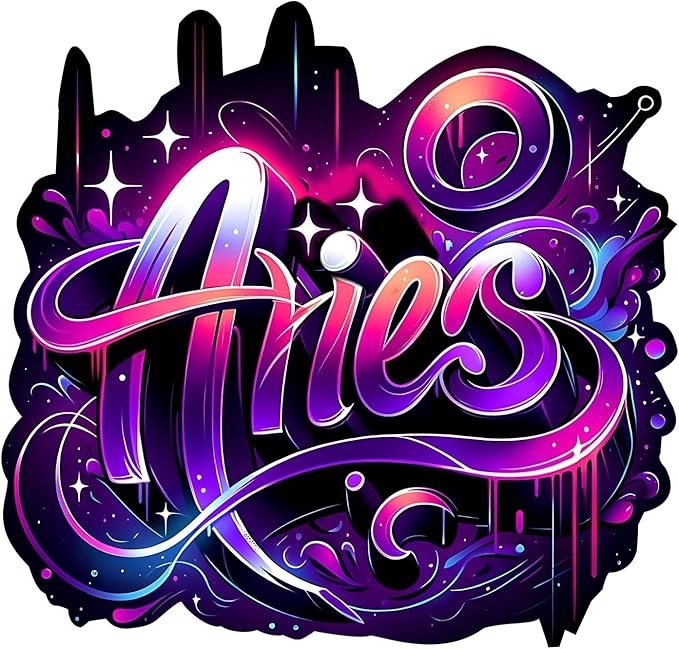 Zodiac Sticker (3 Inch) Zodiac Signs Vibrant Watercolor Black Background Aries - Aries Sticker for men