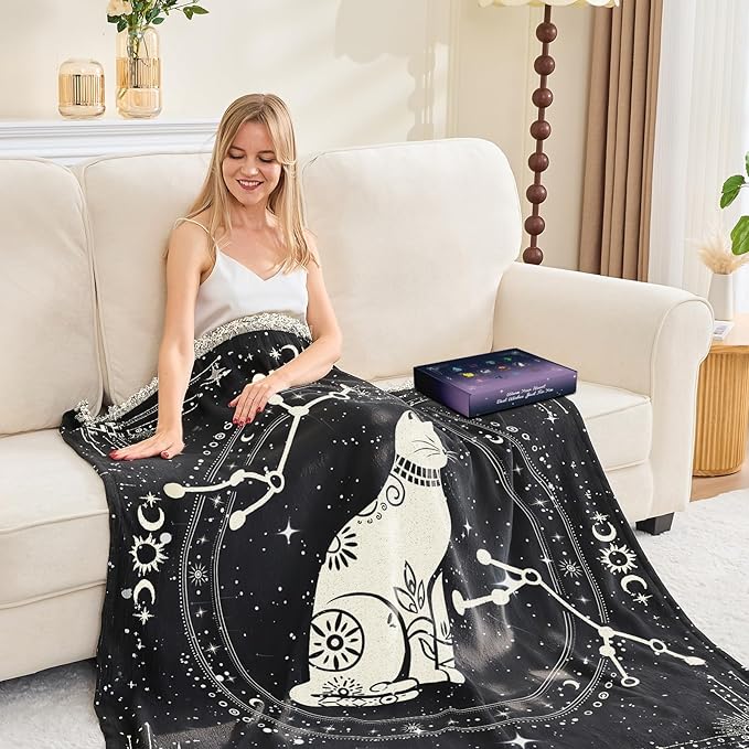 Astrology Blanket Throw for Bed/Sofa/Settee, Gothic Blanket Gift for Women Men Birthday Graduation Christmas Thanksgiving Soft Warm 59x51in (Virgo) - Virgo Blanket for men