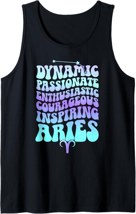 Aries Zodiac Sign Groovy Aries Birthday Aries Astrology Tank Top - Aries T-Shirt for men
