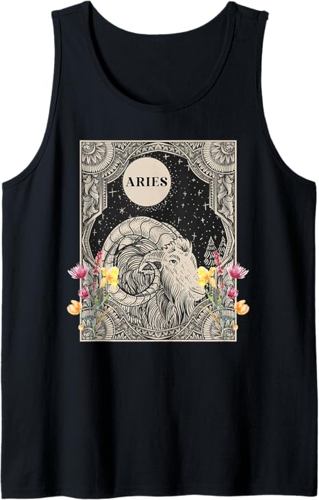 Aries Zodiac Sign Flowers Aries Birthday Aries Horoscope Tank Top - Aries T-Shirt for men