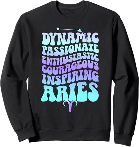 Aries Zodiac Sign Groovy Aries Birthday Aries Astrology Sweatshirt - Aries Sweatshirt for men