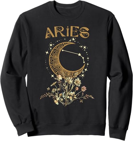 Aries Zodiac Sign Flowers Aries Birthday Aries Astrology Sweatshirt - Aries Sweatshirt for men