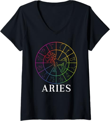 Womens Aries Zodiac Sign Aries Birthday Aries Astrology V-Neck T-Shirt - Aries T-Shirt for men
