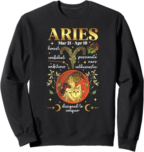 Aries Facts Aries Zodiac Sign Aries Birthday Sweatshirt - Aries Sweatshirt for men