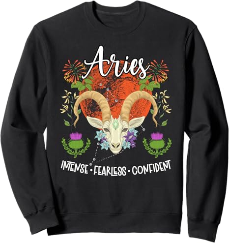 Aries Intense Fearless Aries Zodiac Sign Aries Birthday Sweatshirt - Aries Sweatshirt for men