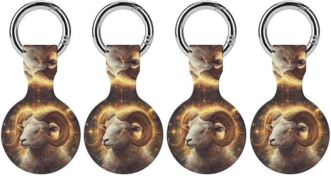 Zodiac Sign Aries Golden Silicone Cover for Airtag Holder Case Keychain GPS Tracker Item Tag Finders Accessories - Aries Ring for men
