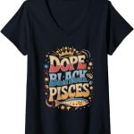 Womens Dope Black Pisces Zodiac Sign Astrology V-Neck T-Shirt - Pisces for men