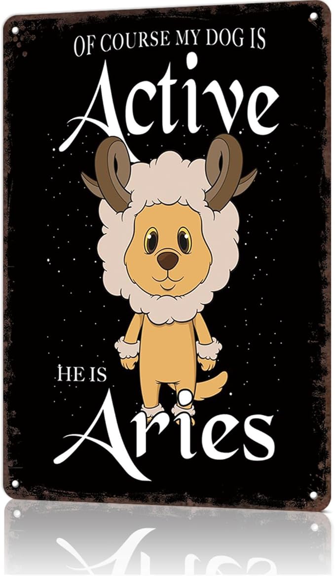 Vintage Signs Poster Retriever Aries Dog Sign Wall Art for Bedroom Home Living Room Garage Office Bar Decor 8X12inch - Aries Poster for men