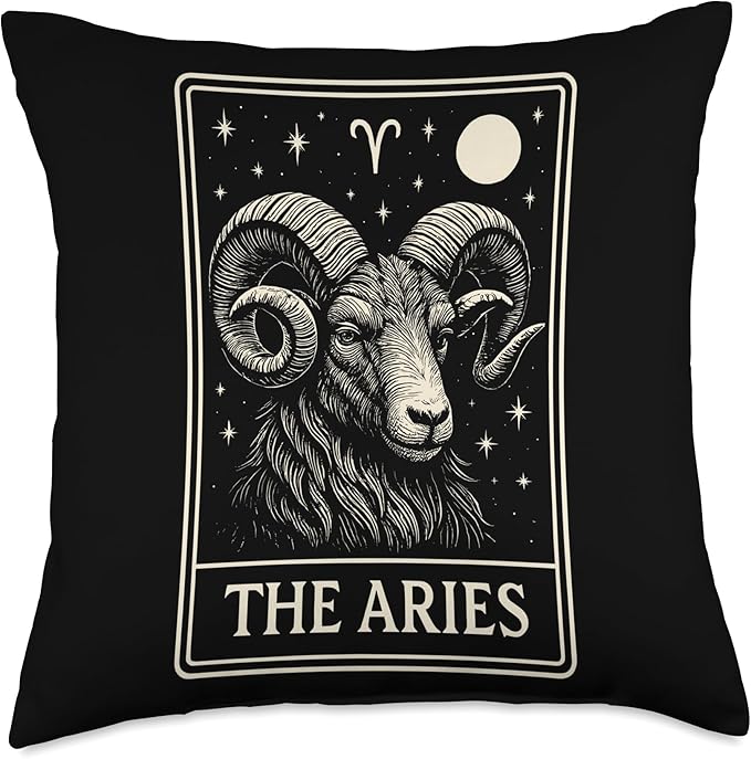 Aries Tarot Card Horoscope Astrology Zodiac Sign Throw Pillow - Aries Pillow for men