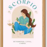 Scorpio Zodiac Girl Poster Canvas Print Art Print, Boho Wall Art Painting, Elegant Wall Decor for Bedroom Living Room, Astrology Pictures Dorm Room Decoration (Wood Framed,12L X16W) - Scorpio Canvas for men