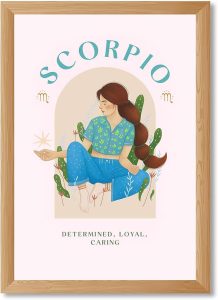 Scorpio Zodiac Girl Poster Canvas Print Art Print, Boho Wall Art Painting, Elegant Wall Decor for Bedroom Living Room, Astrology Pictures Dorm Room Decoration (Wood Framed,12L X16W) - Scorpio Canvas for men