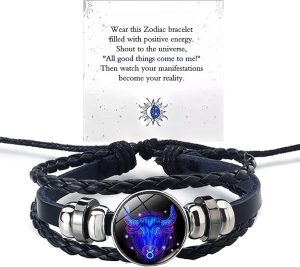 Zodiac Signs Spirit Bracelet, Spiriletta Pulseras Amuleto Espiritual Multilayer Adjustable 12 Constellation Gleym Spiritual Bracelet Glow in the Dark Zodiac Cuff Bangles for Constellation Lover Birthday Jewelry Gifts for Women Men - Taurus for men