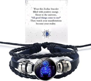 Zodiac Signs Spirit Bracelet, Spiriletta Pulseras Amuleto Espiritual Multilayer Adjustable 12 Constellation Gleym Spiritual Bracelet Glow in the Dark Zodiac Cuff Bangles for Constellation Lover Birthday Jewelry Gifts for Women Men - Scorpio Products for men