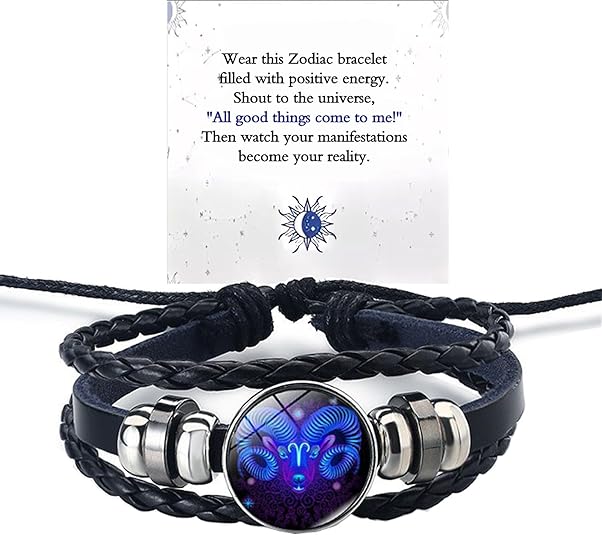 Zodiac Signs Spirit Bracelet, Spiriletta Pulseras Amuleto Espiritual Multilayer Adjustable 12 Constellation Gleym Spiritual Bracelet Glow in the Dark Zodiac Cuff Bangles for Constellation Lover Birthday Jewelry Gifts for Women Men - Aries Bracelet for men