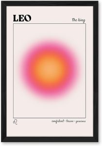 Leo Zodiac Sign Canvas Print Art Print Contemporary Wall Art Elegant Painting Pictures for Living Room Decoration Trendy Home Decor Dorm Room Wall Decor (Black Framed,8L x 12W) - Leo Canvas for men