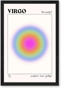 Virgo Zodiac Sign Canvas Print Art Print Modern Wall Art Painting Trendy Pictures for Bedroom Wall Decor Aesthetic Apartment Dorm Room Decoration (Black Framed,8L x 12W) - Virgo Poster for men