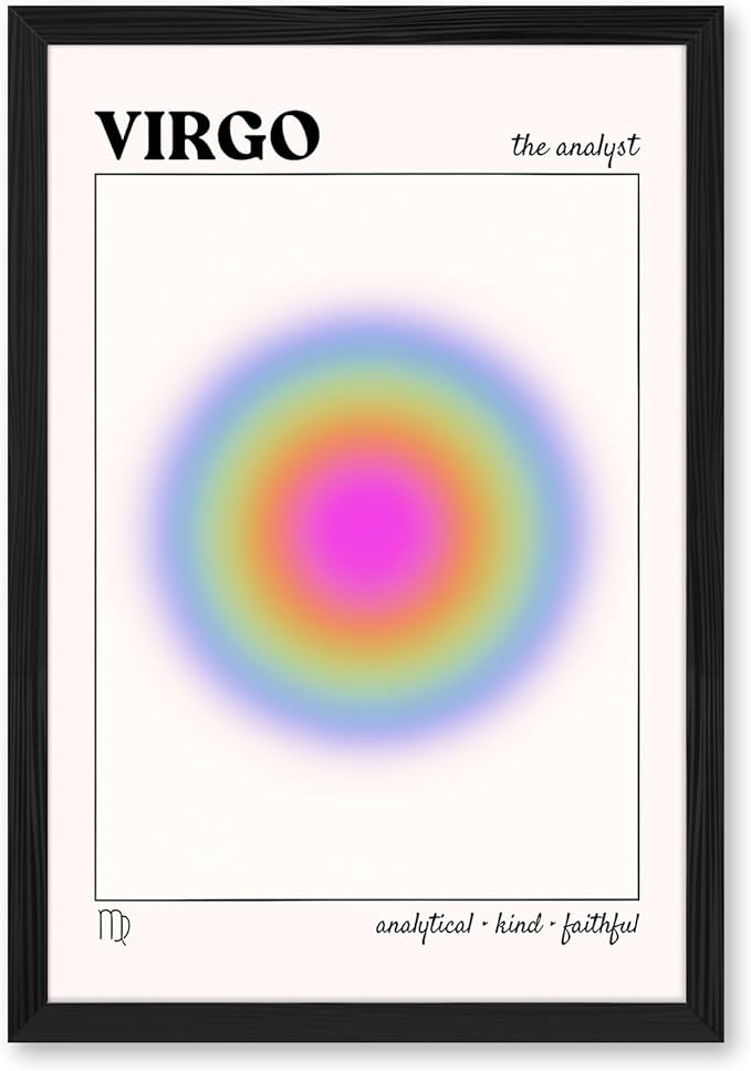 Virgo Zodiac Sign Canvas Print Art Print Modern Wall Art Painting Trendy Pictures for Bedroom Wall Decor Aesthetic Apartment Dorm Room Decoration (Black Framed,8L x 12W) - Virgo Poster for men