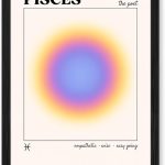 Pisces Zodiac Sign Canvas Print Art Print Minimalist Aesthetic Painting Trendy Home Decor Wall Decoration for Living Room Bedroom Apartment Office. (Black Framed,8L x 12W) - Pisces Canvas for men