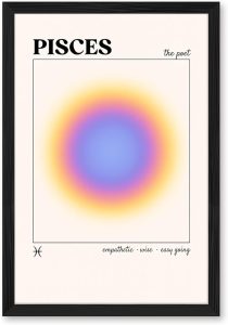 Pisces Zodiac Sign Canvas Print Art Print Minimalist Aesthetic Painting Trendy Home Decor Wall Decoration for Living Room Bedroom Apartment Office. (Black Framed,8L x 12W) - Pisces Canvas for men
