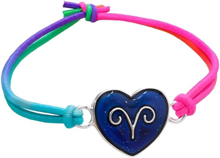 Zodiac Bracelets for Women Men Temperature Sensing Color Changing 12 Constellation Mood Bracelet Emotion Feeling Wrap Bracelet with Card Astrology Horoscope Jewelry Birthday Gift - Aries Bracelet for men