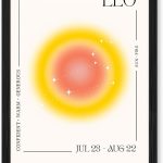 Leo Zodiac Sign Poster Canvas Print Art Print Trendy Painting Pictures Wall Art Elegant Home Decor Decoration for Living Room Bedroom Dorm Room Wall Decoration (Black Framed,8L x 12W) - Leo Canvas for men