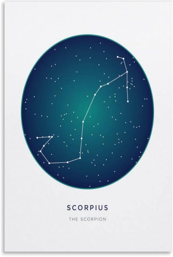 Constellation Celestial Zodiac Astrology Poster Scorpius 2 Wall Art Picture Painting Poster Canvas Print Posters Artworks Bedroom Living Room Decor 12x18inch(30x45cm) - Scorpio Canvas for men