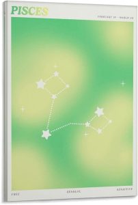 Constellation Celestial Zodiac Astrology Poster Pisces Picture Print Canvas Poster Wall Paint Art Posters Decor Modern Home Artworks 08x12inch(20x30cm) - Pisces Canvas for men