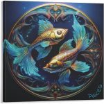 Constellation Celestial Zodiac Astrology Poster Pisces Zodiac Painting On Canvas Wall Art Poster Scroll Picture Print Living Room Walls Decor Home Posters 12x12inch(30x30cm) - Pisces Canvas for men