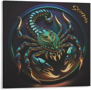 Constellation Celestial Zodiac Astrology Poster Scorpio Zodiac Art Poster Canvas Painting Decor Wall Print Photo Home Modern Decorative Posters Framed/Unframed 12x12inch(30x30cm) - Scorpio Canvas for men