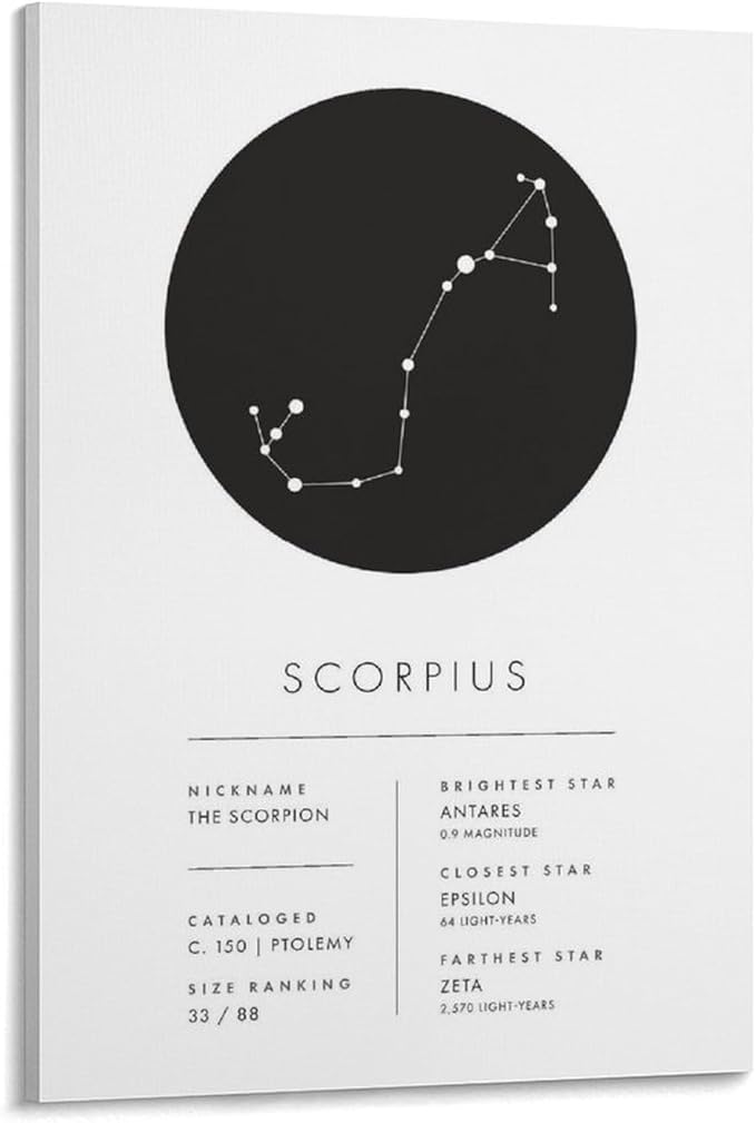 Constellation Celestial Zodiac Astrology Poster Scorpius 1 Artworks Canvas Poster Room Aesthetic Wall Art Prints Home Modern Decor Framed-unframed 12x18inch(30x45cm) - Scorpio Canvas for men