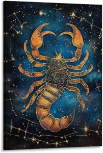 Astrology Scorpion Star Sign Art Wall Art Poster Scroll Canvas Painting Picture Living Room Decor Home Framed/Unframed 12x18inch(30x45cm) - Scorpio Canvas for men