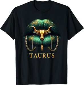 Taurus Zodiac Astrology Emerald Lips Luxury T-Shirt - Taurus Products for men