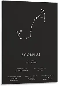 Constellation Celestial Zodiac Astrology Poster Scorpius Art Poster Canvas Painting Decor Wall Print Photo Home Modern Decorative Posters Framed/Unframed 12x18inch(30x45cm) - Scorpio Canvas for men