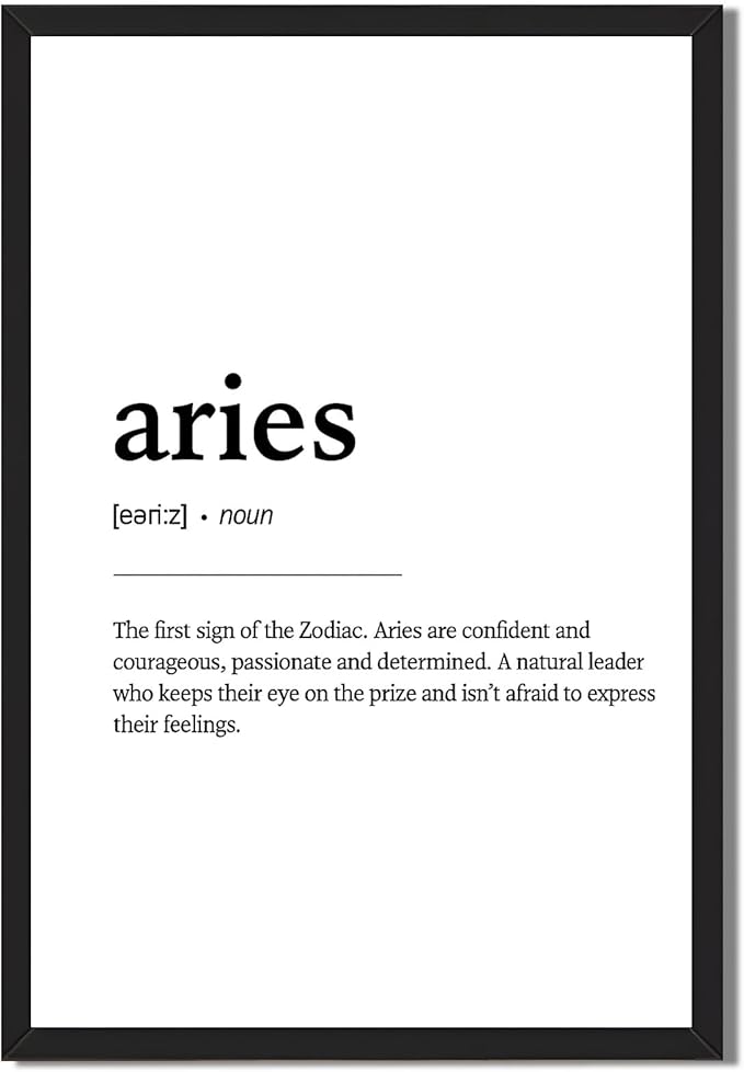 Aries Zodiac Sign Canvas Print Art Print Minimalist Aesthetic Wall Art Painting Trendy Pictures for Bedroom Dorm Room Wall Decoration Home Decor (Black Framed,12L x16W) - Aries Canvas for men