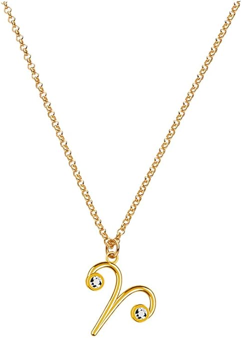 Zodiac Sing Necklace – Moissanite Star Sign Pendant on 18" Rolo Chain – Available in 18K Gold Vermeil or Sterling Silver - Aries Necklace for men