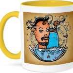 3dRose Cool Zodiac Sign Aquarius As Viewed By The Artificial Intelligence 15oz Two-Tone Yellow Mug - Aquarius Mug for men